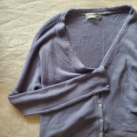 Lavender Urban Outfitters Waffle knit button down - Picture 4 of 4
